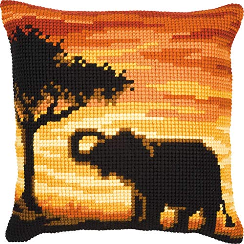 Vervaco Sunset Elephant Cross Stitch Cushion, Multi-Colour
