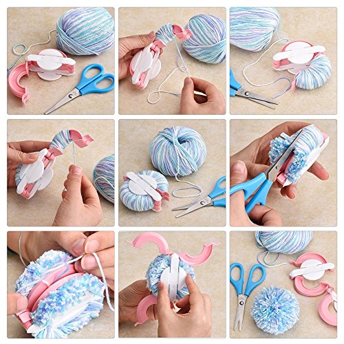 Pompom Maker, 4 Sizes Pom pom Makers for Fluff Ball Weaver Needle Craft DIY Wool Knitting Craft Tool Set Decoration (4)