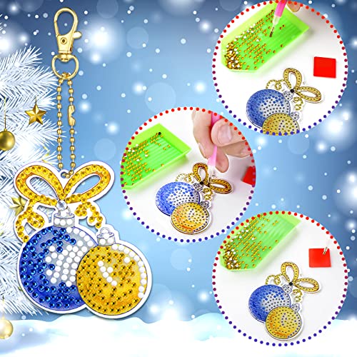 21 Pcs DIY Diamond Key Chain Ornaments 5D Key Ring Rhinestone Pendant Decorative Hanging Ornament for DIY Arts Crafts for Birthday Day Party (Cute Style)