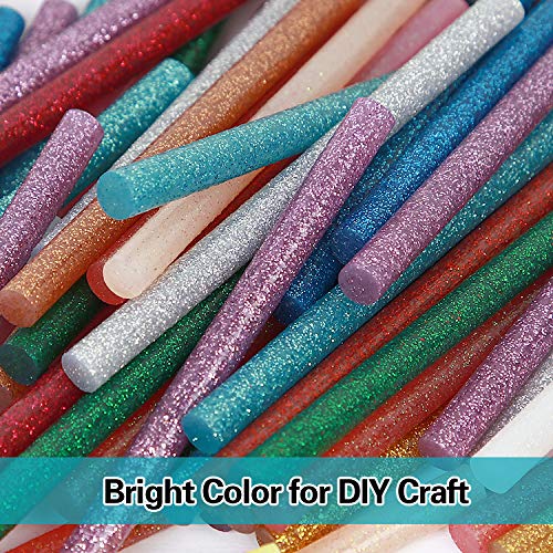 KEILEOHO 280 PCS Colored Glitter Hot Melt Glue Sticks, 14 Colors Mini Glue Sticks, Mini Hot Glue Sticks for Arts Crafts, Home Repair, Holiday Crafts