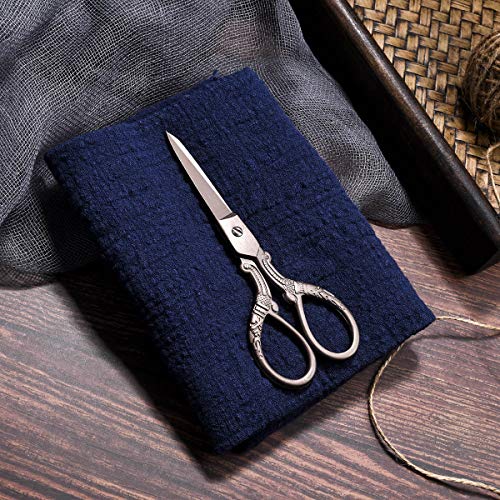 HITOPTY 5inch Vintage Style Scissors Titanium Plating Stainless Steel Antique Shears for Craft Embroidery Crochet Needle Point Knitting Project