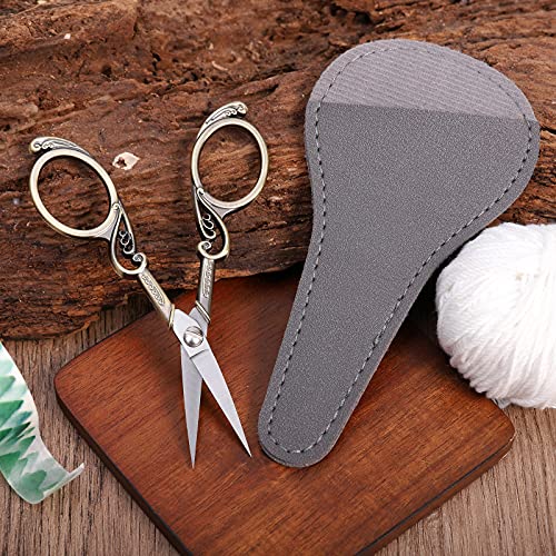HITOPTY Embroidery Scissors, 4.5in Sharp Precision Craft Scissor, Small Vintage Shears for Sewing, Arts, Needlework, Cross Stitch, Thread Yarn Fabric Detail Cutting DIY Tools with Sheath