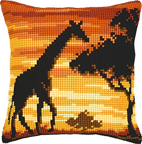 Vervaco Sunset Giraffe Cross Stitch Cushion, Multi-Colour