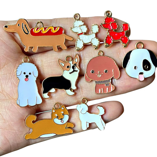Anjulery 36 Pcs Enamel Dog Charms for Jewelry Making - Assorted Animal Charms for Keychain, Earrings, dog collar, Necklaces, Bracelets, Planner Clips, Crafts (36Pcs Dog B)