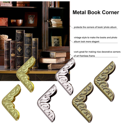 60 Pcs Metal Book Corners Protector Vintage Scrapbook Supplies Photo Mounting Corners Crafting Iron Picture Corner Protectors…