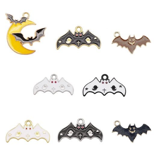 Julie Wang 32PCS Resin Enamel Bat Charms Pendants for Halloween Jewelry Necklace Earring Making Craft DIY Findings Home decoration