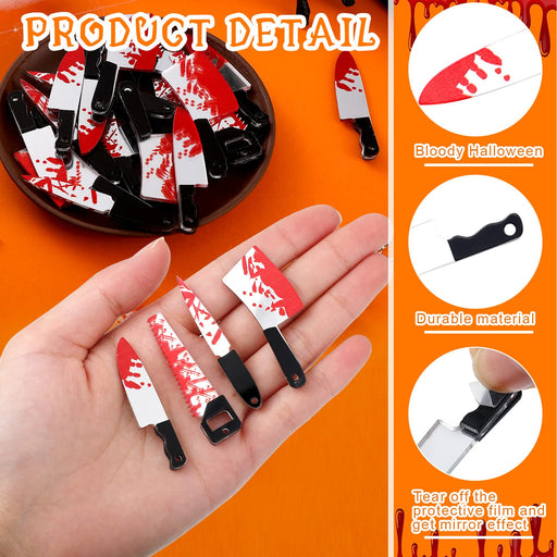 BBTO 40 Pcs Halloween Fake Knife Charms Mini Knifes Pendants Acrylic Horror for Jewelry Making Earring Bracelet Necklace DIY Supplies, 45 x 9 mm