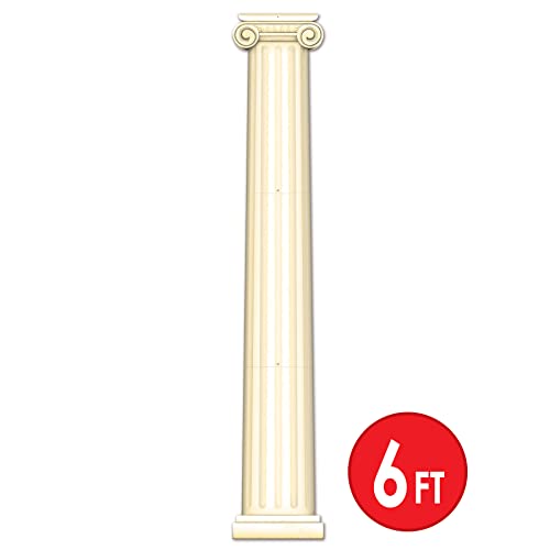 Beistle Roman Pillar Photo Prop Backdrop, 6' Tall - Greek Column Wall Decoration, Italian International Themed Cut Out Decor