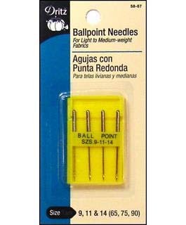 Dritz Ballpoint, Sizes 9, 11 and 14, 4 Count, Nickel Machine Needles