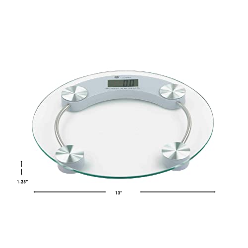 Home Basics Glass Bathroom Scale Round, No Size, Clear