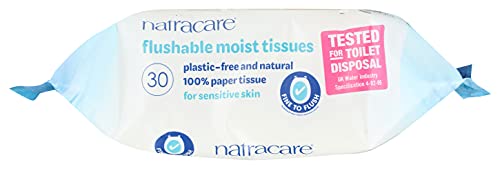 Natracare Safe to Flush Moist Tissues, Made of 100% paper and an Organic and Natural formula with Aloe Vera and Witch Hazel, Sewer Safe, Flushable Wipes (480 Count)