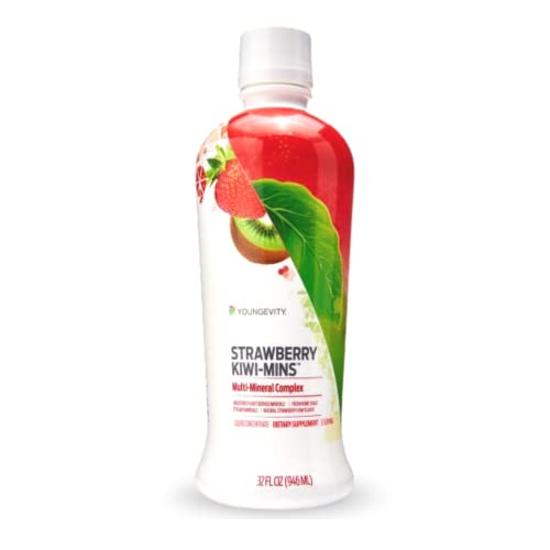 Youngevity Strawberry Kiwi-Mins Plant Derived Multi-Mineral Complex - Made From Humic Shale - Liquid Colloidal Form - Kid Friendly Taste - (32oz)