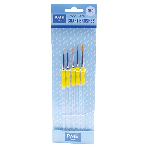 PME Set of 5-Cake Decorating Fine Craft Brushes, Standard, Transparent