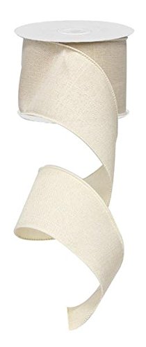 Solid Canvas Wired Edge Ribbon, 10 Yards (Cream, 2.5 Inches)