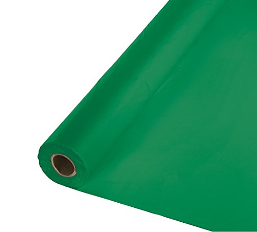 Creative Converting Roll Plastic Table Cover, Emerald Green , 100' x 40" -