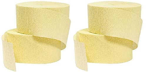 4 ROLLS, LIGHT YELLOW / CANARY Crepe Paper Streamers 290 ft Total - Made in USA! by Greenbrier