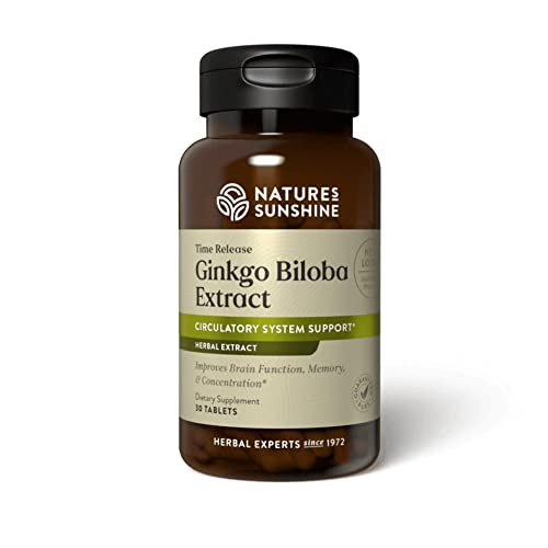 Nature's Sunshine Time-Release Ginkgo Biloba, 30 Tablets | Promotes Circulation to the Brain and Supports Memory and Concentration Functions