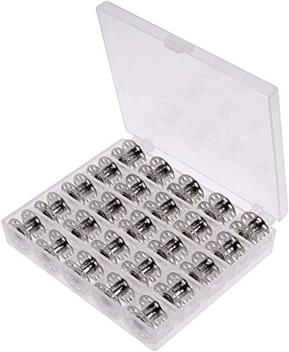 25 Pack Metal Bobbins with Stortage Case for Brother Singer Janome Kenmore and Most Sewing Machine