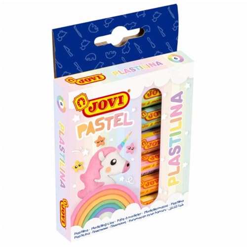 New Jovi Plastilina Reusable and Non-Drying Modeling Clay; Pastel Colors, 0.50 Oz. Bars, Set of 6, Perfect for Arts and Crafts Projects