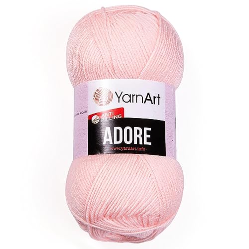 1 Skein YarnArt Adore, Antipilling Yarn, 100% Antipilling Acrlylic, 100 g (3.5 oz), 280 m (306 yd), 3 : Light-DK, Light Salmon - 360