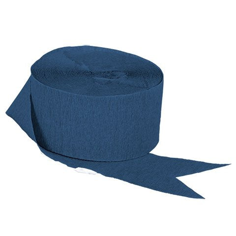 USA-Made Navy Blue and Gold Metallic Crepe Paper Streamers