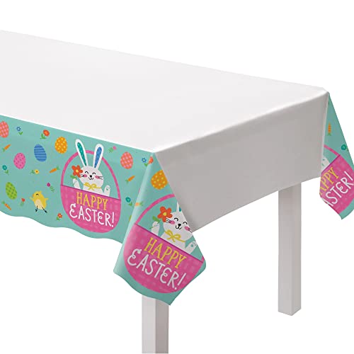 Amscan Funny Bunny Plastic Table Cover - 54" x 102" (1 Pc.) - Vibrant & Kid-Friendly Design - Perfect for Parties