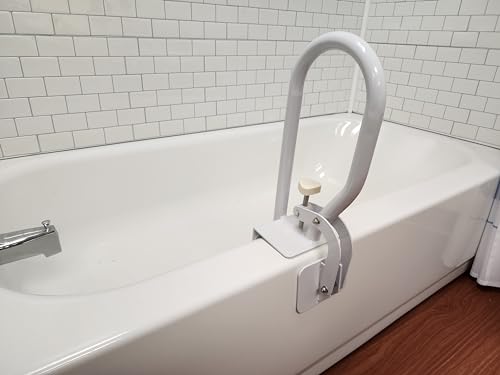 Carex White Bathtub Rail - Grab Bars for Bathroom, Bathtubs & Showers - Side Hand Grip Railing & Support - Shower Handle & Bath Tub Bar Clamps for Seniors & Elderly