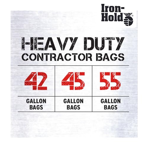 Iron-Hold - 1416606 Contractor Trash Bag - 3 Mil, 55 Gallon, 15 Ct, Wing Tie