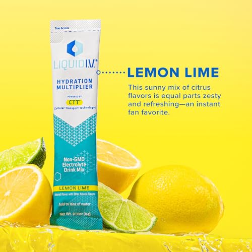 Liquid I.V. Hydration Multiplier Variety Pack – Lemon Lime, Passion Fruit, Strawberry, Tropical Punch - Hydration Powder Packets | Electrolyte Drink Mix | 16 Sticks