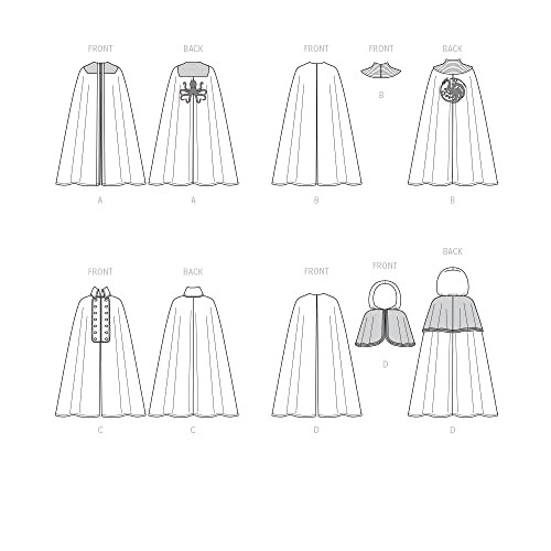 McCall's Men's and Misses' Costume Capes Sewing Pattern Kit, Design Code M8335, Sizes S-M-L-XL-XXL, Multicolor