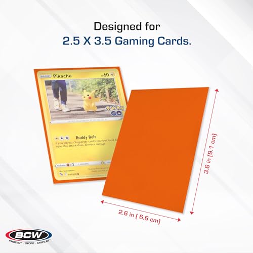 BCW Deck Guard - Double Matte Card Sleeves | 500 Count Box (10 Packs of 50 Sleeves) |Acid-Free, No PVC | Fits 2.5" x 3.5" Game Cards | Archival Safe Sleeves for Card Protection (Orange)
