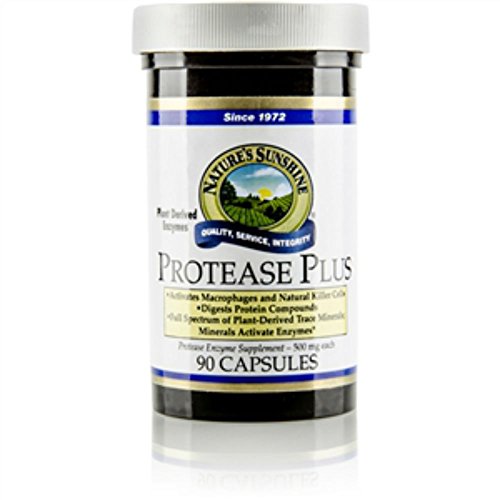 Nature's Sunshine Protease Plus, 90 Capsules | Powerful Digestive Enzyme Supplements with 60,000 HUT Protease to Break Down Proteins and Amino Acids