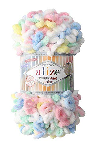 Alize Puffy Fine Color Baby Blanket Small Loop 100% Micropolyester Soft Yarn Lot of 4skn 400gr 64yds (5949)