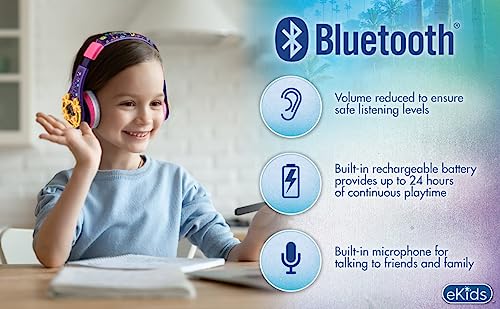 eKids Disney Encanto Kids Bluetooth Headphones, Wireless Headphones with Microphone Includes Aux Cord, Volume Reduced Kids Foldable Headphones