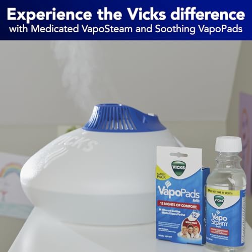 Vicks Warm Steam Vaporizer, Small to Medium Rooms, 1.5 Gallon Tank – Warm Mist Humidifier for Baby and Kids Rooms with Night Light, Works with Vicks VapoPads and VapoSteam