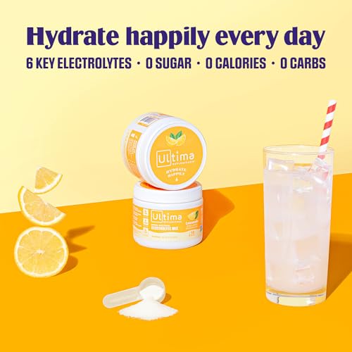 Ultima Replenisher Daily Electrolyte Drink Mix – Lemonade, 30 Servings – Hydration Powder with 6 Key Electrolytes & Trace Minerals – Keto Friendly, Vegan, Non-GMO & Sugar-Free Electrolyte Powder