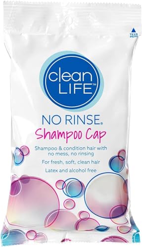 No-Rinse Shampoo Cap by Cleanlife Products (Pack of 6), Shampoo and Condition Hair with no Water or Rinsing - Microwaveable, Rinse-Free, Latex-Free and Alcohol-Free