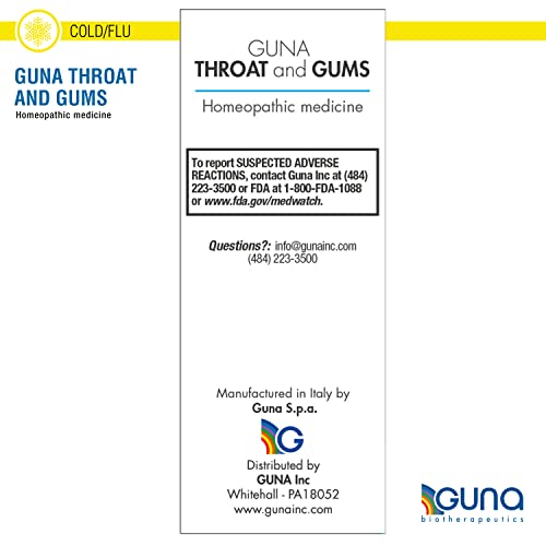 Guna Throat and Gums Homeopathic Soothing Throat Spray for Pain, Hoarseness, Swollen Tonsils, Toothache - 1.7 Ounce Oral Spray