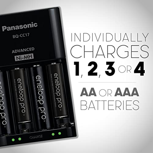 Panasonic K-KJ17K3A4BA Advanced Battery Charger Pack with 4 AAA Eneloop Pro High Capacity Ni-MH Rechargeable Batteries