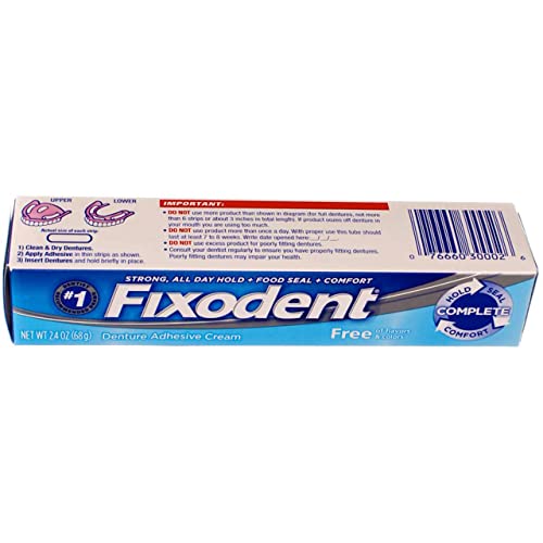 Fixodent Free Denture Adhesive Cream 2.40 oz (Pack of 12)