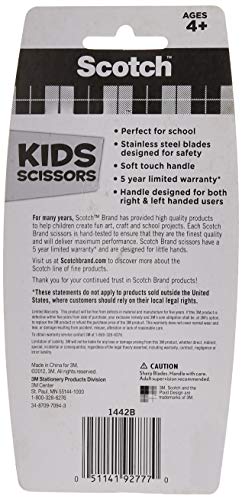 Scotch 5" Soft Touch Blunt Kid Scissors, Magenta, Ideal for School and At-Home Crafting Projects (1442B)