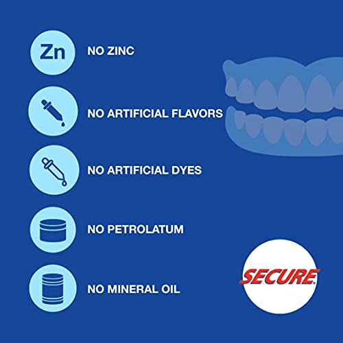 Secure Waterproof Denture Adhesive - Zinc Free - Extra Strong Hold For Upper, Lower or Partials - 1.4 oz (Pack of 8)