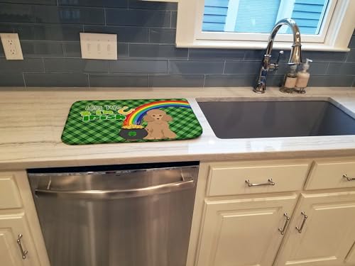 Caroline's Treasures WDK4885DDM Toy Apricot Poodle St. Patrick's Day Dish Drying Mat Absorbent Dish Drying Mat Pad for Kitchen Counter Dish Drainer Mat for Countertop, 14 x 21", Multicolor