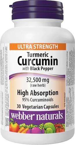 Webber Naturals Turmeric Curcumin 32,500 mg (raw herb) Ultra Strength, 30 Vegetarian Capsules