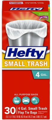 Hefty E20119 Small Trash/Garbage Bags (All Purpose, Flap Tie), 4 Gallon