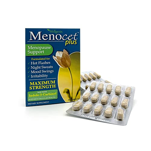 Wellgenix Menocet Plus Menopause Support - All-in-One Menopause Supplement - Daily Relief Feminine Care - Hot Flashes, Night Sweats, Mood Swings & Irritability - 30 Tablets (Pack of 2)