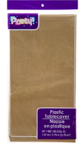 Dark Gold, Plastic Table Covers, 54x108" (2-Pack)