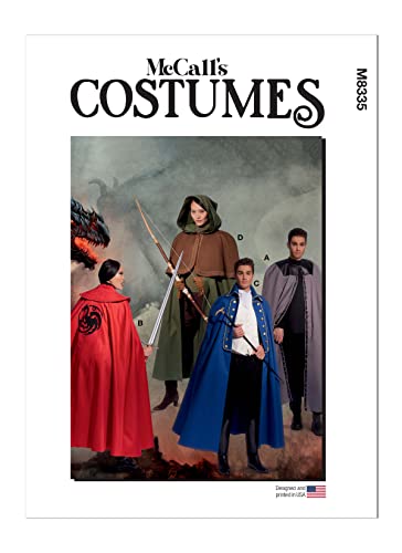 McCall's Men's and Misses' Costume Capes Sewing Pattern Kit, Design Code M8335, Sizes S-M-L-XL-XXL, Multicolor