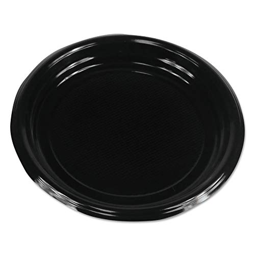 Boardwalk BWKPLTHIPS9BL Hi-Impact Plastic 9 in. Dinnerware Plates - Black (500/Carton)