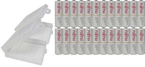 24 Fujitsu Ready-to-use AA Rechargeable NiMH 1.2V Min. 1900mAh Batteries - with Battery Holder